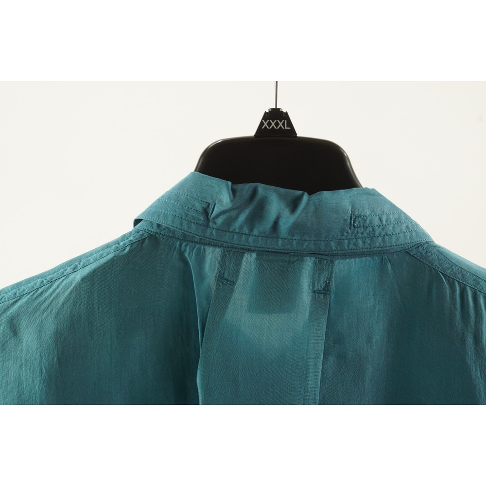 Vintage On the Brink Silk Whipstitch Accent Camp Shirt Men's XL Oversized Blue - Picture 13 of 15
